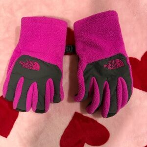 The North Face Kids' Magenta and Gray Mittens